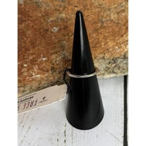 Peyote Bird Sterling Silver Flat Wide Band sz 4.5 Stack J127